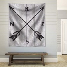 Wall26 Compass Symbol on a Light Wooden Background Fabric - CVS - 68x80 inches   113200589593